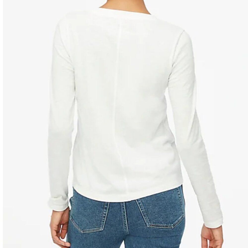 J. Crew Factory as893 white Long-sleeve Crewneck Girlfriend Tee For Women NWT - Picture 3 of 10